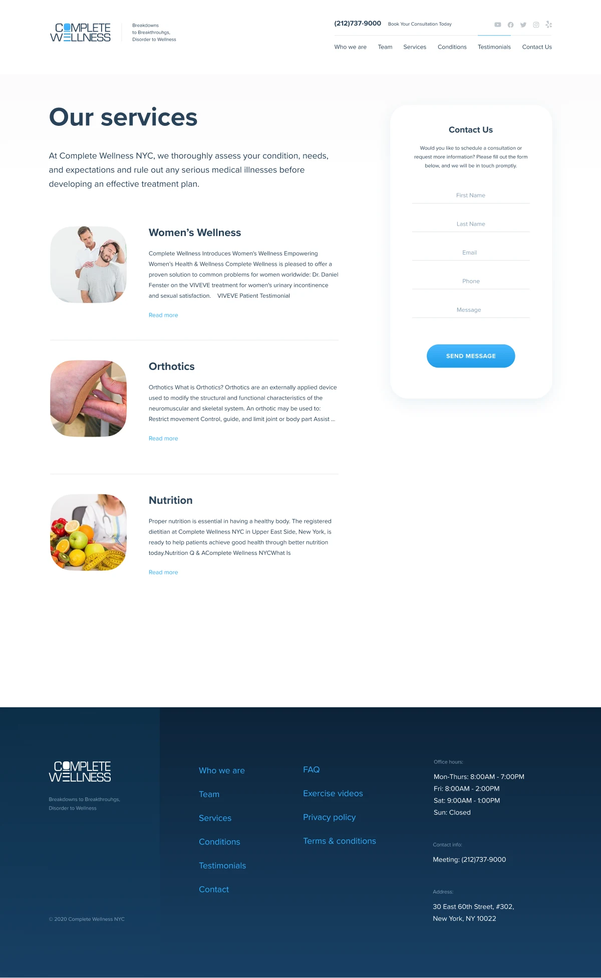 Страница услуг Complete Wellness