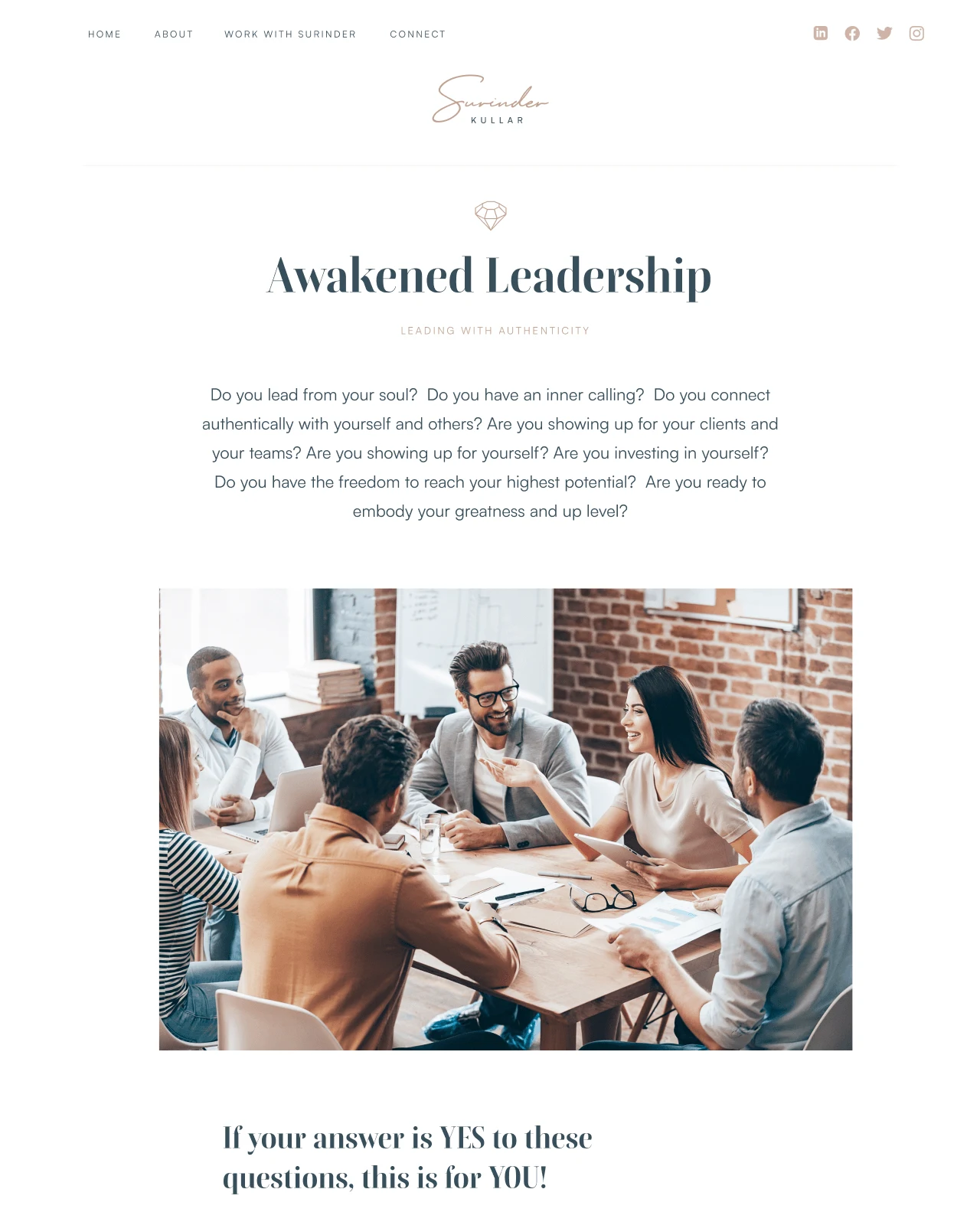 Страница Awakened Leadership сайта Surinder Kullar